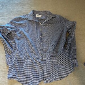 Good Fellow Mens Size L Shirt Blue & White Gingham Check Modern Slim Fit Cotton